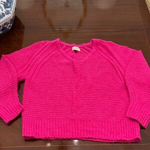 Universal Thread Women's V-Neck Sweater in Vibrant Pink
